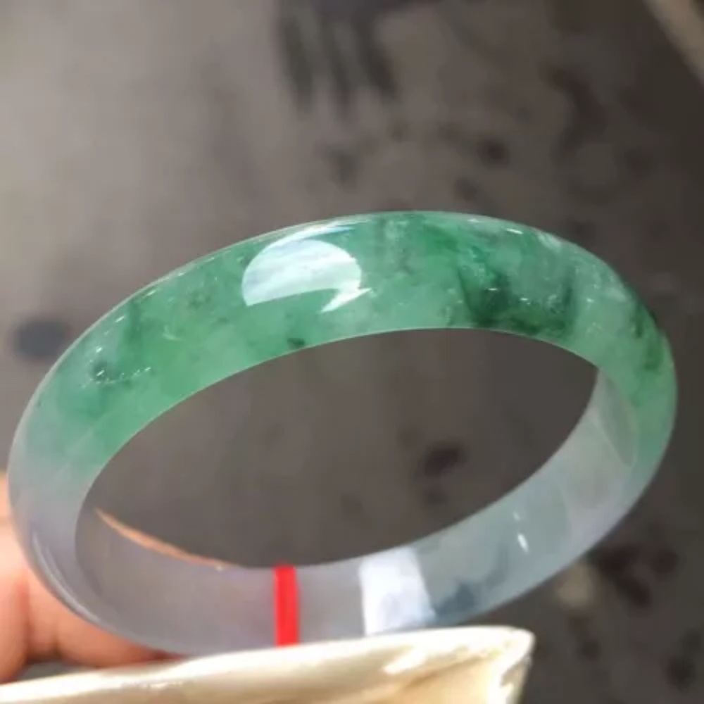 Certified Nature Grade AAA Icy Green Burma Jade jadeite bracelet bangle 57.5mm